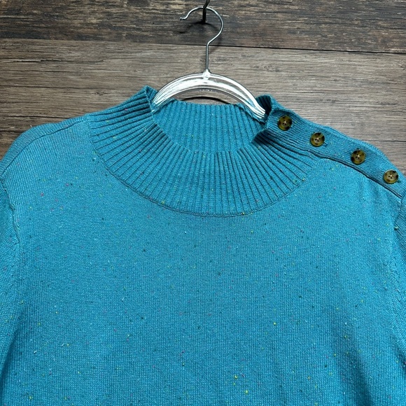 Talbots Blue Long Sleeve Buttoned Sweater Dress - Picture 5 of 6